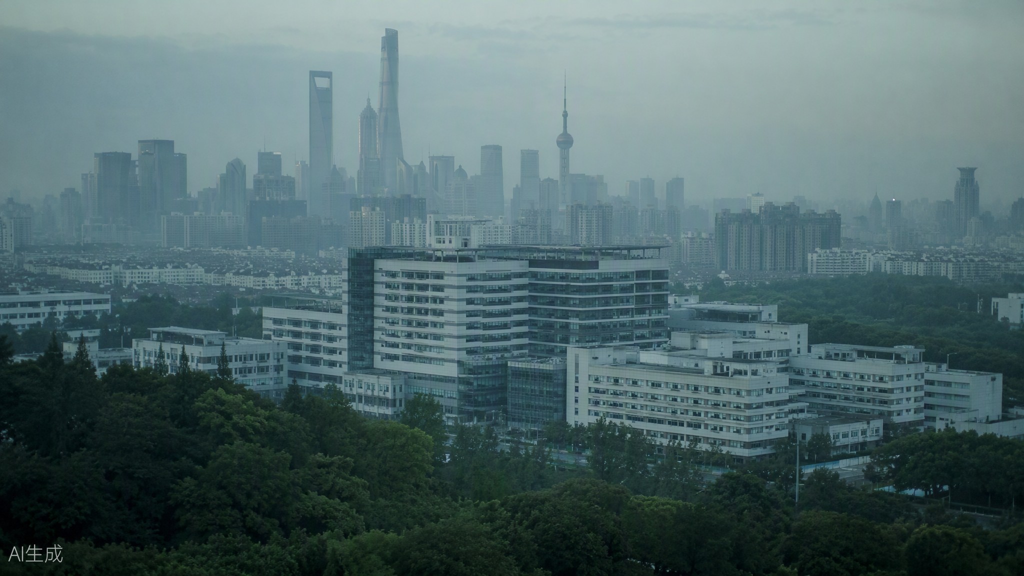 上海清晨医院建筑群天际线